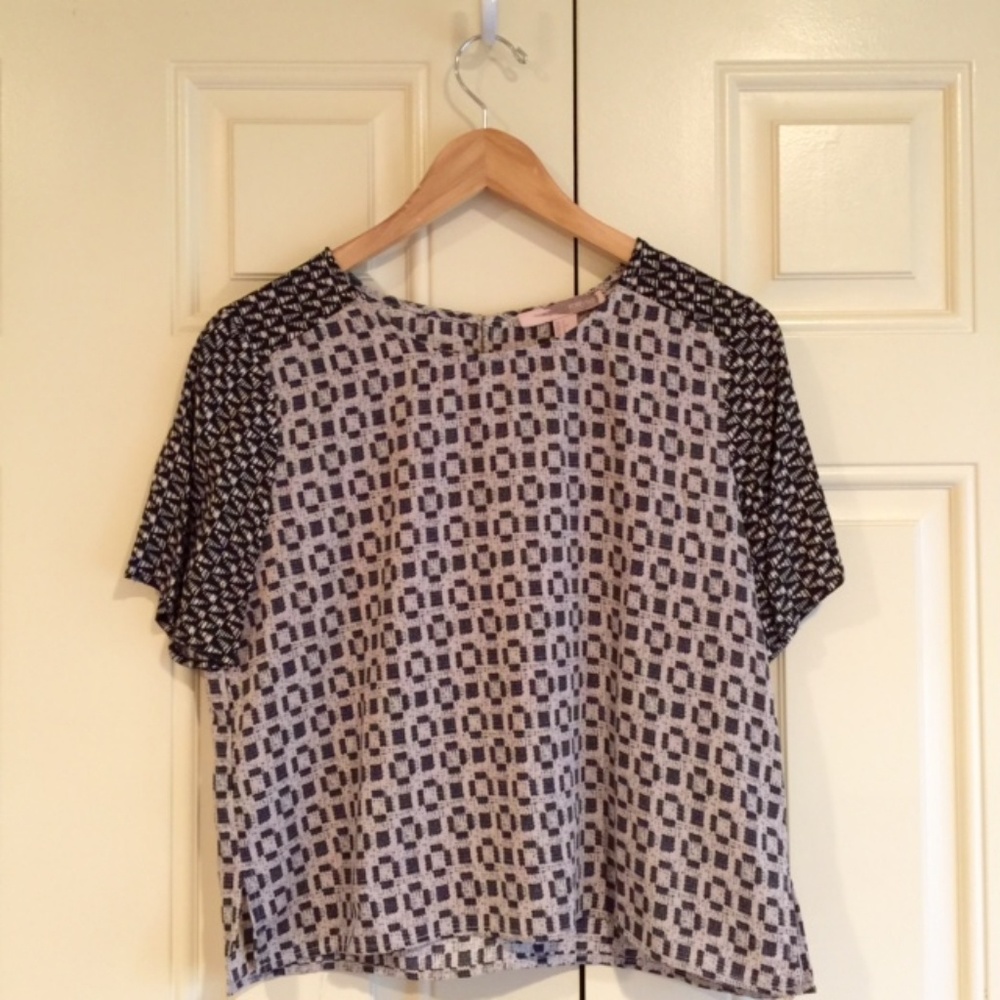 Block Pattern Silk Crop Top